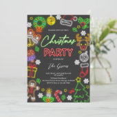 Invitation Fête de Noël Neon Lights (Debout devant)