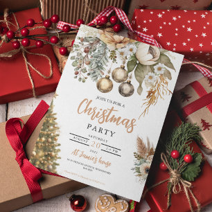 Invitation Fête de Noël Neutral Boho
