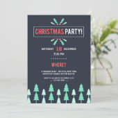 Invitation Fête de Noël Noir avec Arbres (Debout devant)