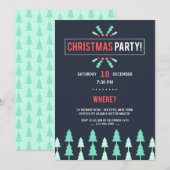 Invitation Fête de Noël Noir avec Arbres (Devant / Derrière)