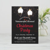 Invitation Fête de Noël Noir Blanc Rouge Rouge (Debout devant)