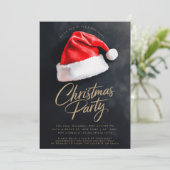 Invitation Fête de Noël Noir de Santa Hat (Debout devant)