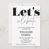 Invitation Fête de Noël Noir Fêtons Noël (Devant)
