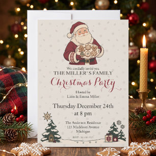 Invitation Fête de Noël nordique vintage avec le Père Noël