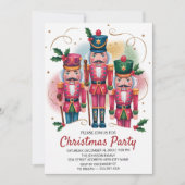 Invitation Fête de Noël Nutcracker Paillettes Or (Devant)