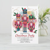 Invitation Fête de Noël Nutcracker Paillettes Or (Debout devant)