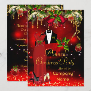 Invitation Fête de Noël officielle d'entreprise en rouge