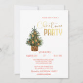 Invitation Fête de Noël Orange Sapin (Devant)