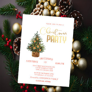 Invitation Fête de Noël Orange Sapin