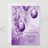Invitation Fête de Noël ornementale violette (Devant)