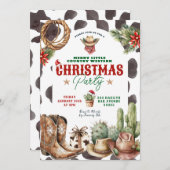 Invitation Fête de Noël Ouest Cactus Wild West (Devant / Derrière)