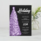 Invitation Fête de Noël ouverte violette  (Debout devant)