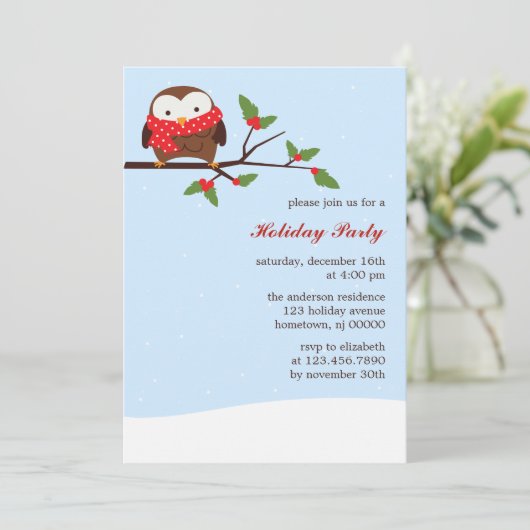 Invitation Fête de Noël Owl (Debout devant)
