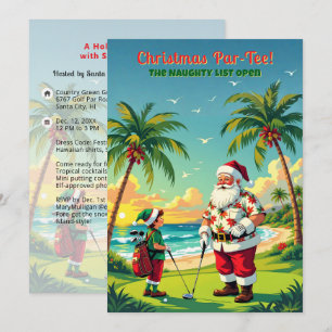Invitation Fête de Noël Par-Tee Drôle Tropical Père Noël Golf