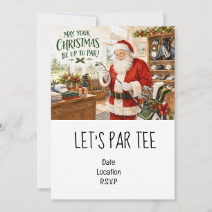 Invitation Fête de Noël Par tee pour golfeur