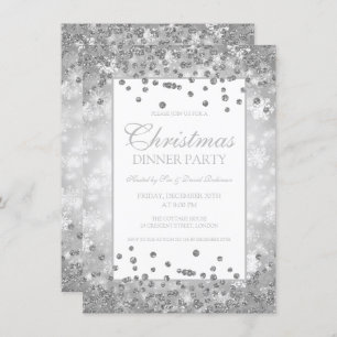 Invitation Fête de Noël Parties scintillant d'argent Merveill