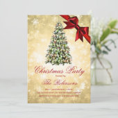 Invitation Fête de Noël | Parties scintillant de ruban Gold X (Debout devant)