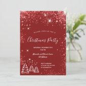 Invitation Fête de Noël parties scintillant rouge (Debout devant)