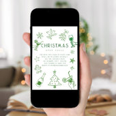 Invitation Fête de Noël Parties scintillant verte à la main