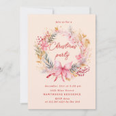 Invitation Fête de Noël Pastel Blush Wreath (Devant)