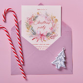 Invitation Fête de Noël Pastel Blush Wreath