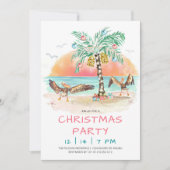 Invitation Fête de Noël Pélican et Palm Tree Beach (Devant)