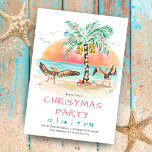 Invitation Fête de Noël Pélican et Palm Tree Beach<br><div class="desc">L'invitation à la fête de Noël tropicale présente deux oiseaux de mer pélicans battant leur aile dans la joie de voir un palmier de Noël et des cadeaux sur la plage. Visitez ma collection de vacances "Pelican and Palm Tree" pour coordonner les cartes de voeux, les étiquettes cadeaux, les fournitures...</div>