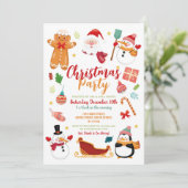 Invitation Fête de Noël Père Noël Gingbread Snowman Fun (Debout devant)