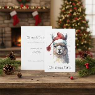 Invitation Fête de Noël personnalisée avec des alpagas