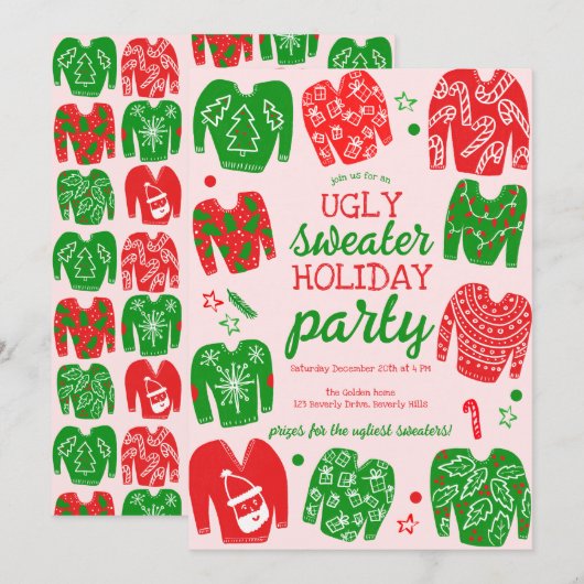 Invitation Fête de Noël PEU DOUCE FÊTE FÊTE SUR MESURE (Devant / Derrière)
