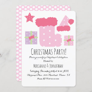 Invitation Fête de Noël Pink Mix thème de vacances