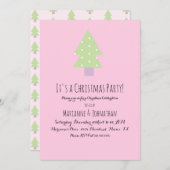 Invitation Fête de Noël Pink Pastel Tree (Devant / Derrière)