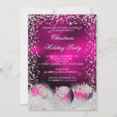 Invitation Fête de Noël Pink Snow Bauble (Devant)