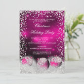 Invitation Fête de Noël Pink Snow Bauble (Debout devant)
