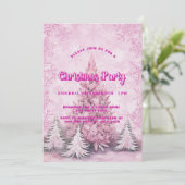 Invitation Fête de Noël Pink tree snowflèches de luxe (Debout devant)