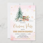 Invitation Fête de Noël Pink Winter Snowflics (Devant)