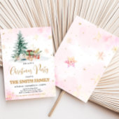Invitation Fête de Noël Pink Winter Snowflics