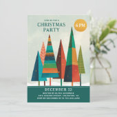 Invitation Fête de Noël. Pins de bois géométriques (Debout devant)
