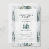 Invitation Fête de Noël Pins rustiques Arbres Profond Vert (Devant)