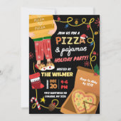 Invitation Fête de Noël Pizza et Pyjama (Devant)