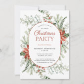 Invitation Fête de Noël Poinsettia Berry Green (Devant)