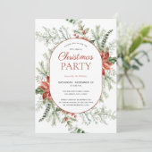 Invitation Fête de Noël Poinsettia Berry Green (Debout devant)