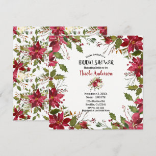 Invitation Fête de Noël Poinsettia Fleur Shower de Mariage