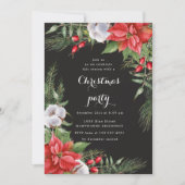 Invitation Fête de Noël Poinsettia Verdure (Devant)