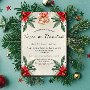 Invitation Fête de Noël Poinsettias Espagnoles Noël