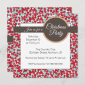 Invitation Fête de Noël pois rouge et aqua (Devant / Derrière)