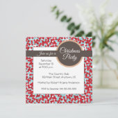 Invitation Fête de Noël pois rouge et aqua (Debout devant)