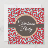 Invitation Fête de Noël pois rouge et aqua (Dos)