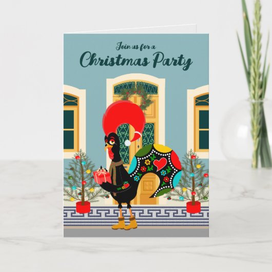 Invitation Fête de Noël portugaise avec coq (Devant)