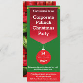 Invitation Fête de Noël Potluck d'entreprise (Devant / Derrière)